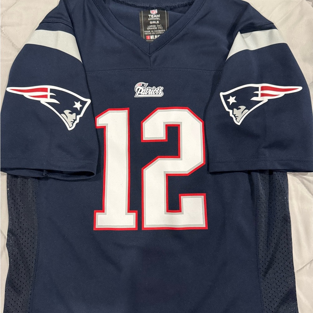 Girls Navy NFL Patriots Tom Brady Jersey